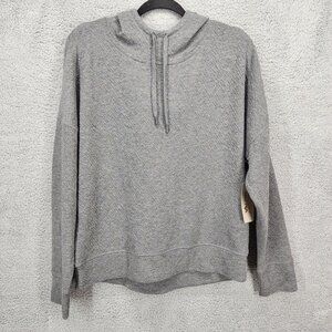 Morét Ultra Women's‎ Large Grey Crinkle Texture Hoodie Sweatshirt Long Sleeve